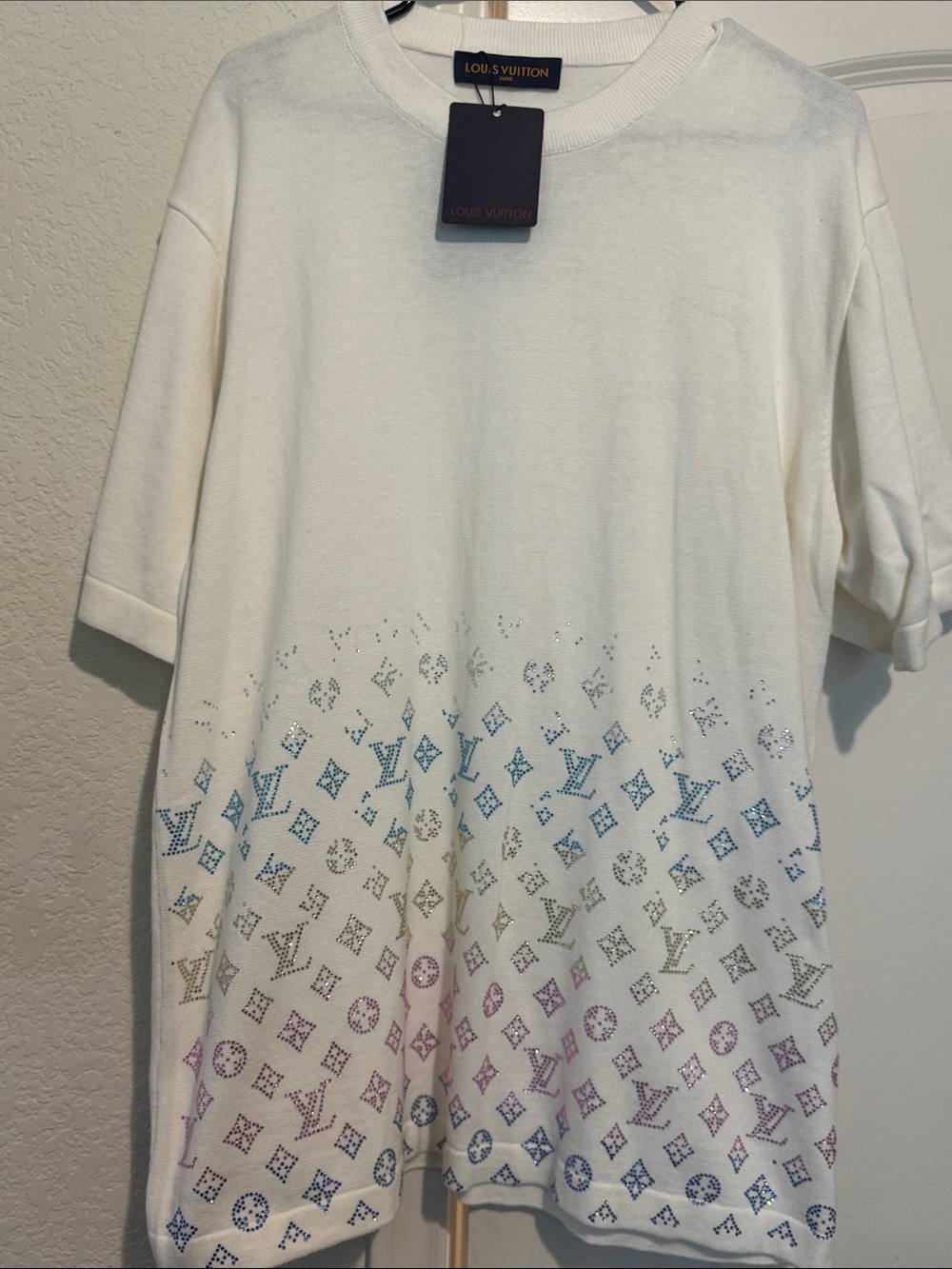 Louis Vuitton White Tee with Multicolor Ombre Monogram